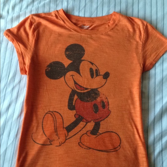 orange mickey mouse shirt